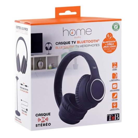 TnB CBTHOME Bluetooth 5.0 bedrade en draadloze TV koptelefoon zwart
