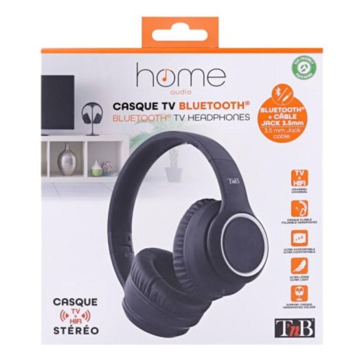 TnB CBTHOME Bluetooth 5.0 bedrade en draadloze TV koptelefoon zwart
