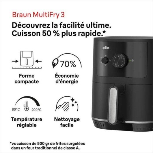 Friggitrice ad Aria Braun MultiFry 3 HF3000 4,3L 1500W Timer Meccanico