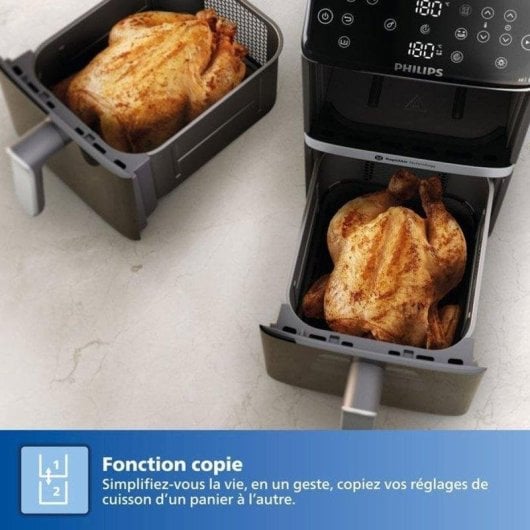 Airfryer Philips Series 4000 Vertical Duo double panier avec fenêtre 10 L 2750 W