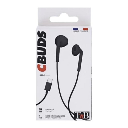 Auriculares TnB C-Buds filaires USB Type-C semi-intra-auriculaires noirs