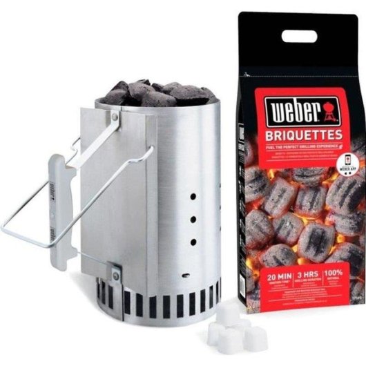 Camino d'accensione Weber Rapidfire con Briquettes e Cubi Accendifuoco