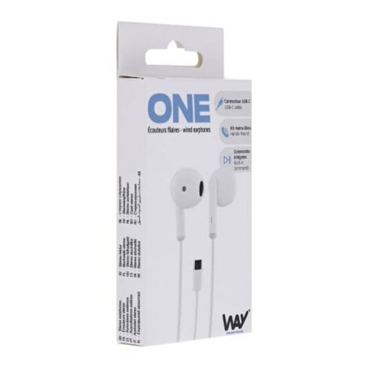 Auriculares TnB Way con cable USB-C para llamadas y música, micrófono, blancos