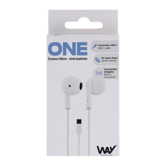 Auriculares TnB Way con cable USB-C para llamadas y música, micrófono, blancos