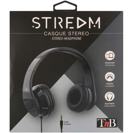 Auriculares TnB Stream con cable jack de 3,5 mm plegables negros