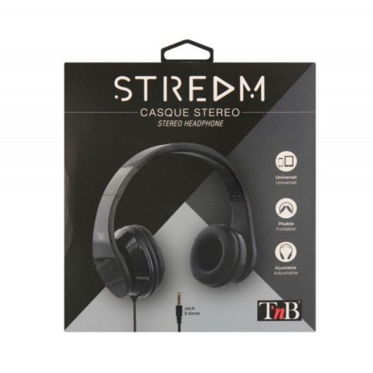 Auriculares TnB Stream con cable jack de 3,5 mm plegables negros