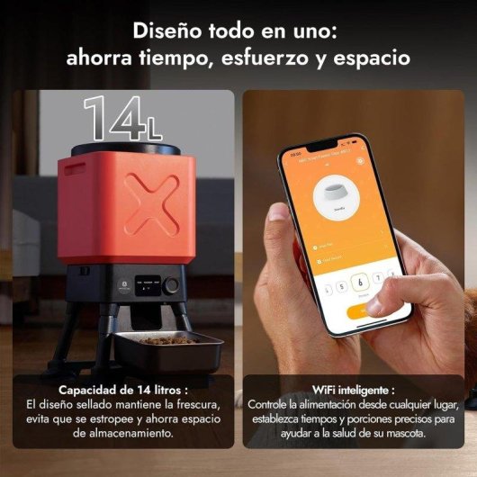 Comedero Automático WiFi Molly&Cody 14 L para Mascotas
