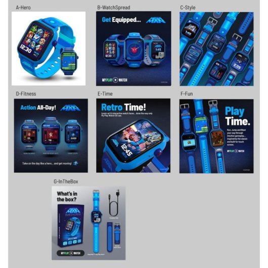 Just For Games Mega Man My Play Watch Smartwatch 1,91” Bleu Métal IP67