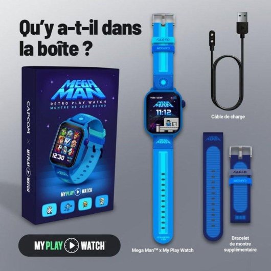 Just For Games Mega Man My Play Watch Smartwatch 1,91” Bleu Métal IP67