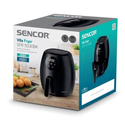 Airfryer Sencor SFR 5030BK 3,5L 1300W Écran Tactile LED Minuteur Antiadherent