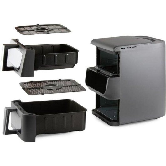 Heißluftfritteuse Domo DO550FR Doppelkorb 10L 2500W Sichtfenster XL Automatikprogramme