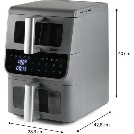 Heißluftfritteuse Domo DO550FR Doppelkorb 10L 2500W Sichtfenster XL Automatikprogramme