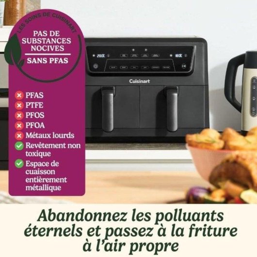 Airfryer Cuisinart AFD10OBLE XXL Double Panier 10,4L 2400W Céramique Anti-PFAS