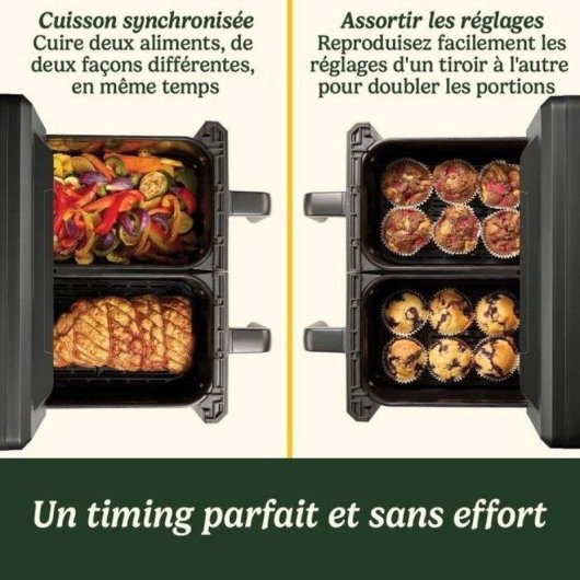 Airfryer Cuisinart AFD10OBLE XXL Double Panier 10,4L 2400W Céramique Anti-PFAS