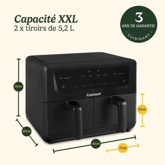 Airfryer Cuisinart AFD10OBLE XXL Double Panier 10,4L 2400W Céramique Anti-PFAS