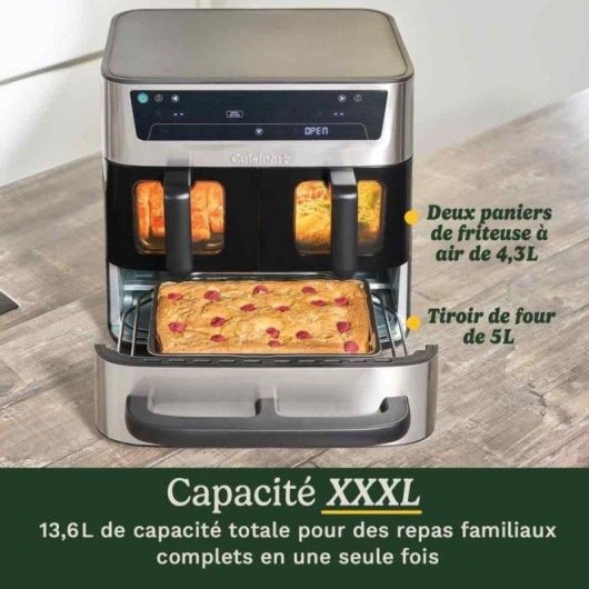 Airfryer Cuisinart AFT13XSSE Trizone Double Compartiment 13,6L 2400W Revêtement Céramique