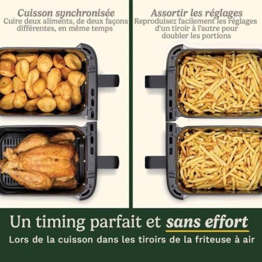 Airfryer Cuisinart AFT13XSSE Trizone Double Compartiment 13,6L 2400W Revêtement Céramique