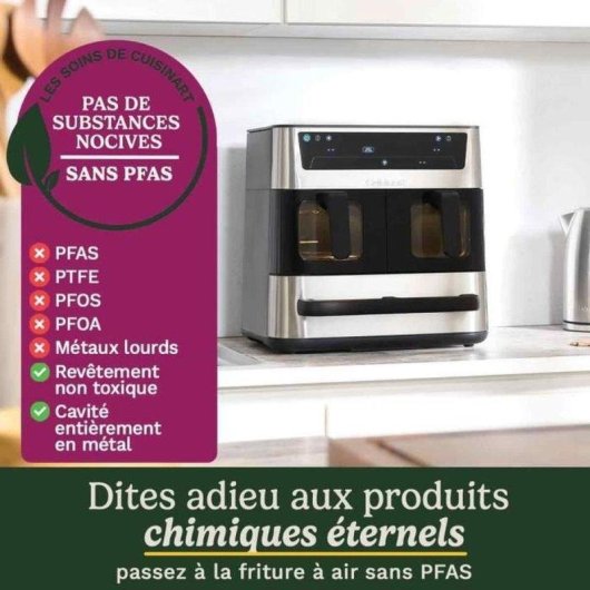 Airfryer Cuisinart AFT13XSSE Trizone Double Compartiment 13,6L 2400W Revêtement Céramique