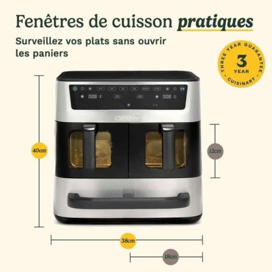 Airfryer Cuisinart AFT13XSSE Trizone Double Compartiment 13,6L 2400W Revêtement Céramique