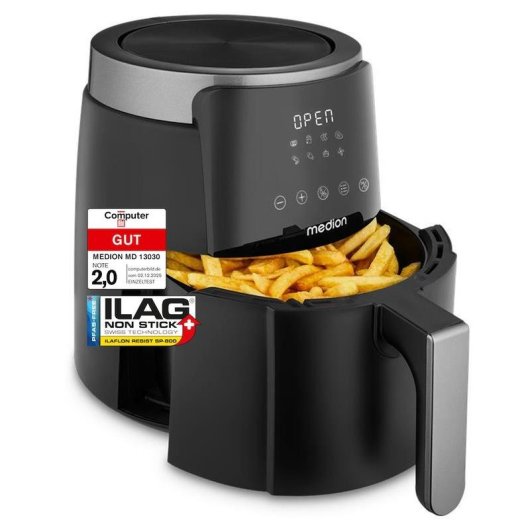 Heißluftfritteuse Medion MD13030 4,7L 1500W Touch 8 Programme Timer