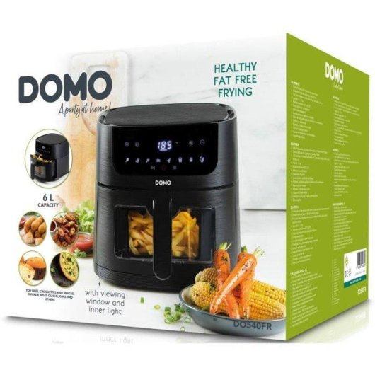 Airfryer Domo DO540FR 6L 1500W Écran Tactile 8 Programmes Fenêtre