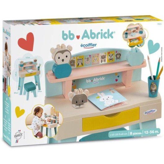 Juego de construcción ECOIFFIER BB Abrick Mon Premier Bureau con taburete y ladrillos