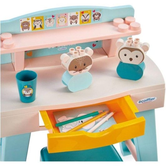Juego de construcción ECOIFFIER BB Abrick Mon Premier Bureau con taburete y ladrillos