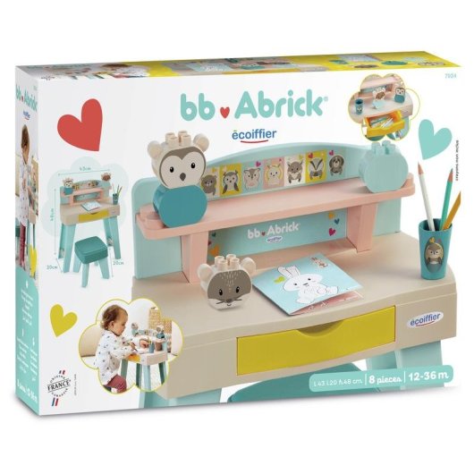 Juego de construcción ECOIFFIER BB Abrick Mon Premier Bureau con taburete y ladrillos