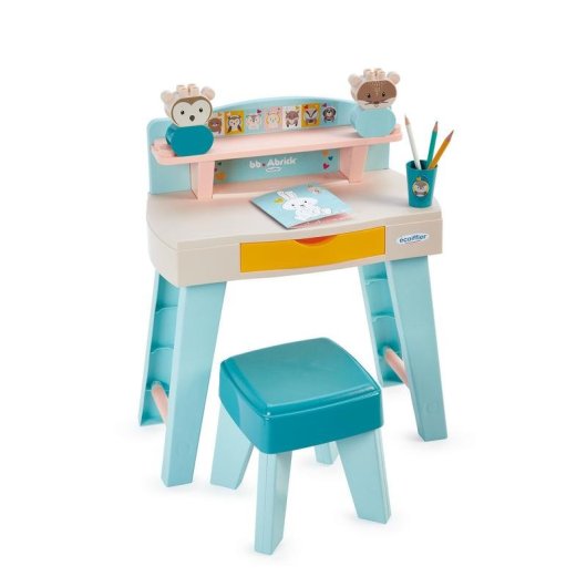 Juego de construcción ECOIFFIER BB Abrick Mon Premier Bureau con taburete y ladrillos