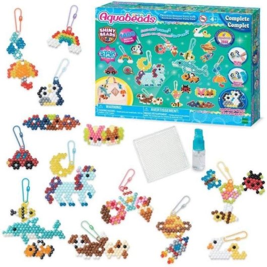 Aquabeads Set fuer Anhanger und Schluesselformen, 1400 bunte Perlen