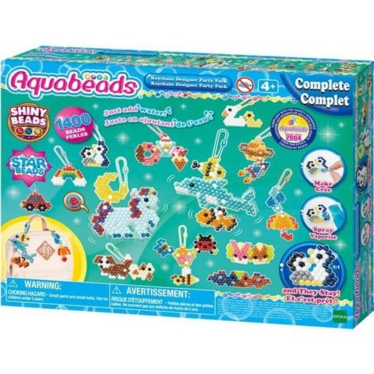 Aquabeads Set fuer Anhanger und Schluesselformen, 1400 bunte Perlen