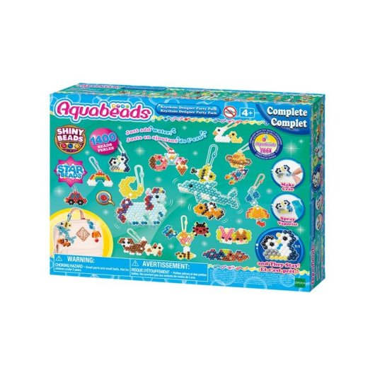 Aquabeads Set fuer Anhanger und Schluesselformen, 1400 bunte Perlen