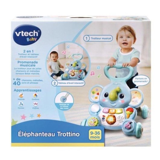 Caminador para bebé VTech Baby Elephanteau Trottino Azul 9-36 meses