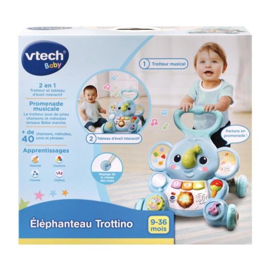 Caminador para bebé VTech Baby Elephanteau Trottino Azul 9-36 meses