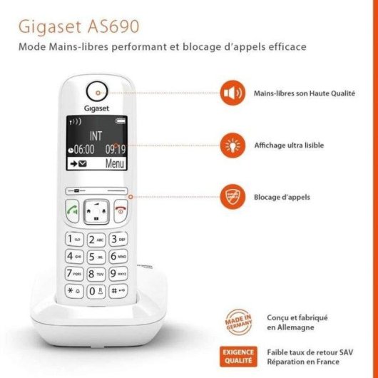 Telefone fixo Gigaset AS690 Solo Branco