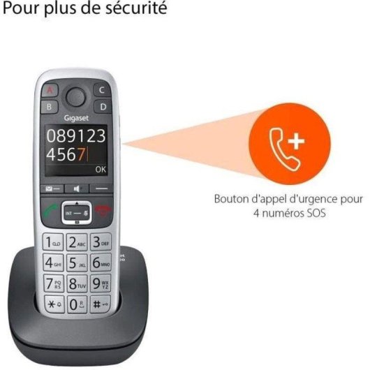Telephone fixe sans fil DECT Gigaset E560 Argent