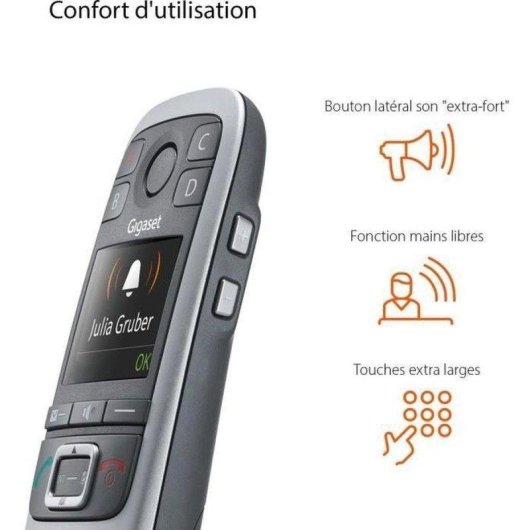 Telephone fixe sans fil DECT Gigaset E560 Argent