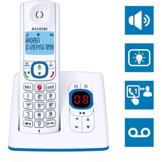 Teléfono DECT Alcatel F530 Voice Con Contestador Automático y Altavoz