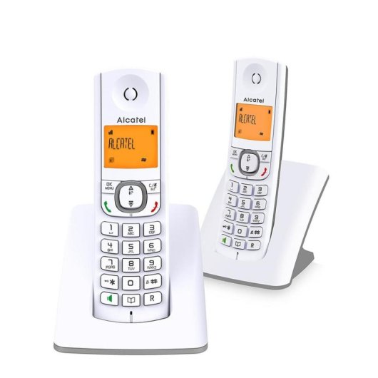 Telefone DECT sem fio Alcatel F530 Duo 2 terminais LCD laranja