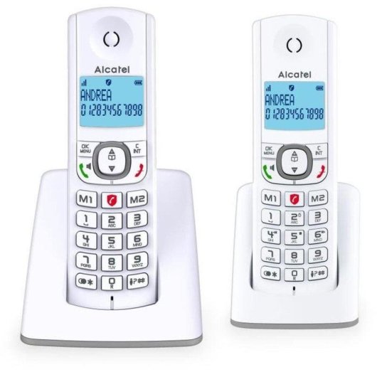 Telefone DECT sem fio Alcatel F530 Duo 2 terminais LCD laranja