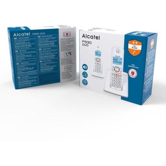 Telefone DECT sem fio Alcatel F530 Duo 2 terminais LCD laranja