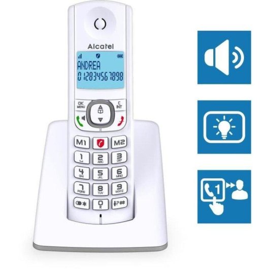 Telefone DECT sem fio Alcatel F530 Duo 2 terminais LCD laranja