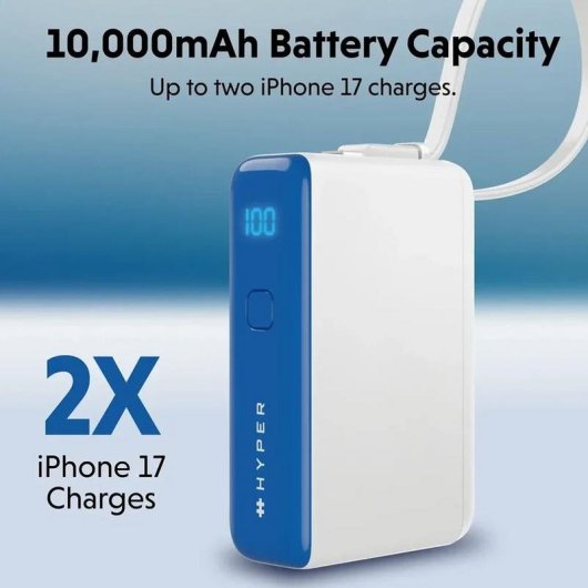 Power Bank Hyper 10000 mAh 30 W Flugtauglich Blau
