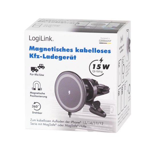 Cargador Magnético Coche LogiLink PA0333 15W Negro