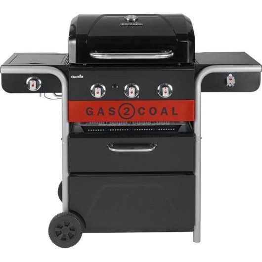 Barbecue Char-Broil Gas2Coal 330 Ibrido 3 Bruciatori Inox Bruciatore Laterale