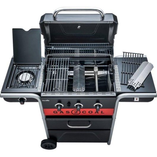 Barbecue Char-Broil Gas2Coal 330 Ibrido 3 Bruciatori Inox Bruciatore Laterale