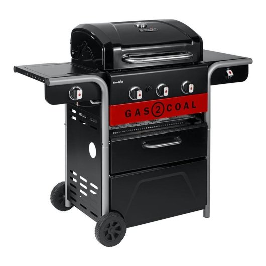 Barbecue Char-Broil Gas2Coal 330 Ibrido 3 Bruciatori Inox Bruciatore Laterale