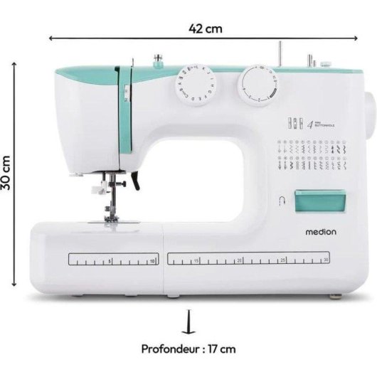 Máquina de coser Medion SM60 24 Puntadas 700 Ppm Led Azul Turquesa