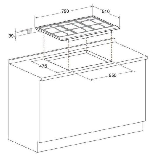 Placa de gas Hotpoint PCN 751 T/IX/HA 75 cm 5 quemadores acero inoxidable