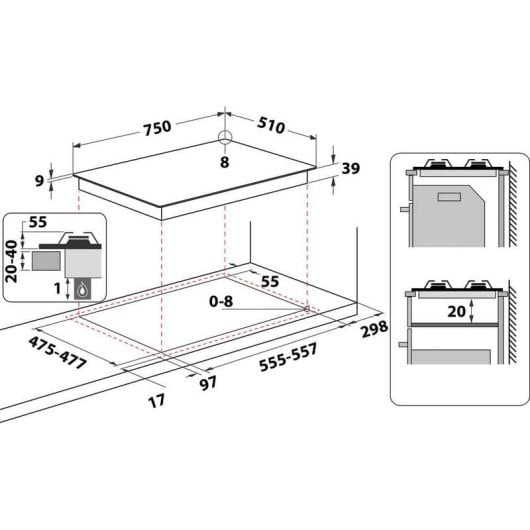 Placa de gas Hotpoint PCN 751 T/IX/HA 75 cm 5 quemadores acero inoxidable